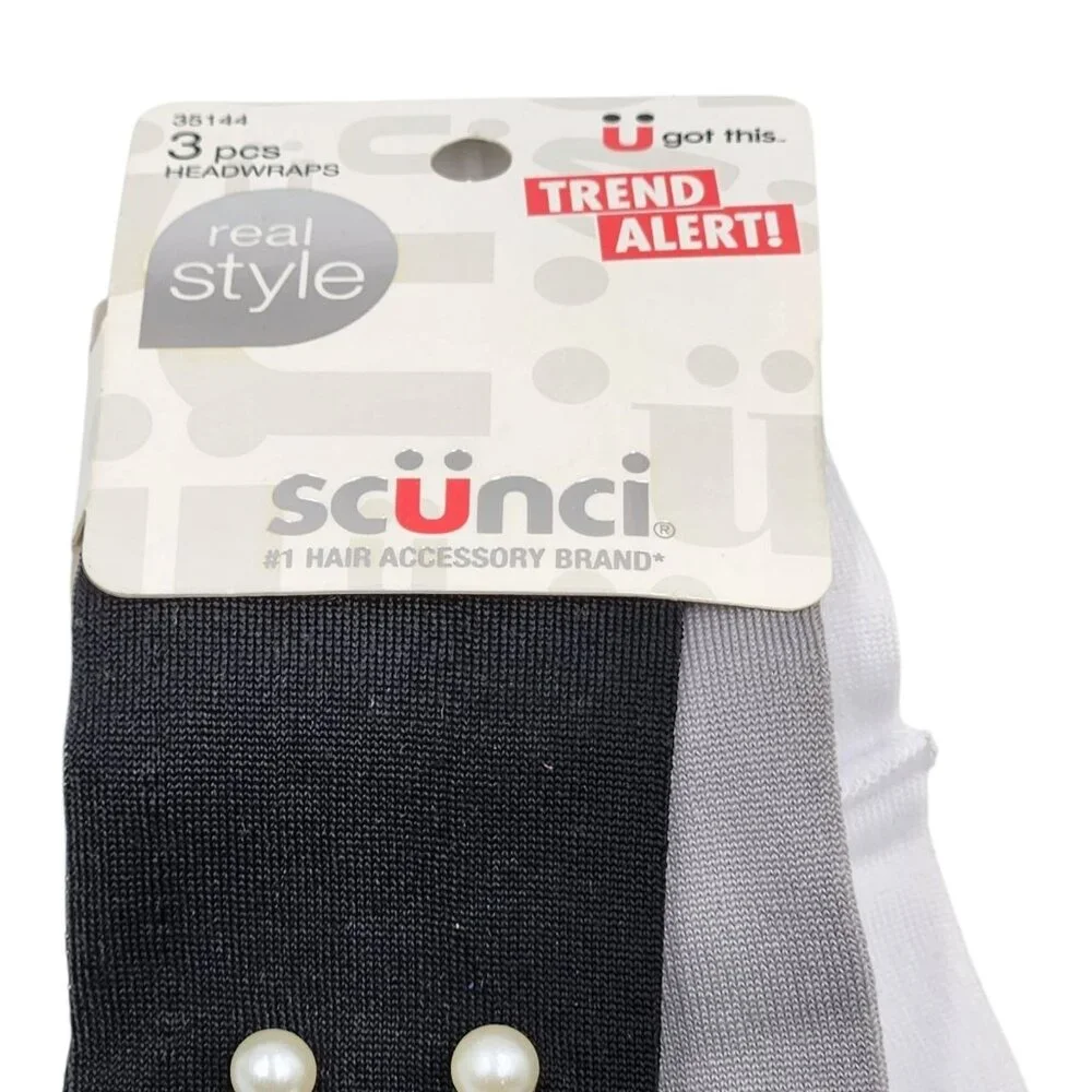 Scunci Deep Teal Fabric‎ Hair Headband and 3 Pcs Headwraps Set Jewels